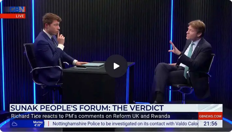 Richard Tice on GB News having jumped ship